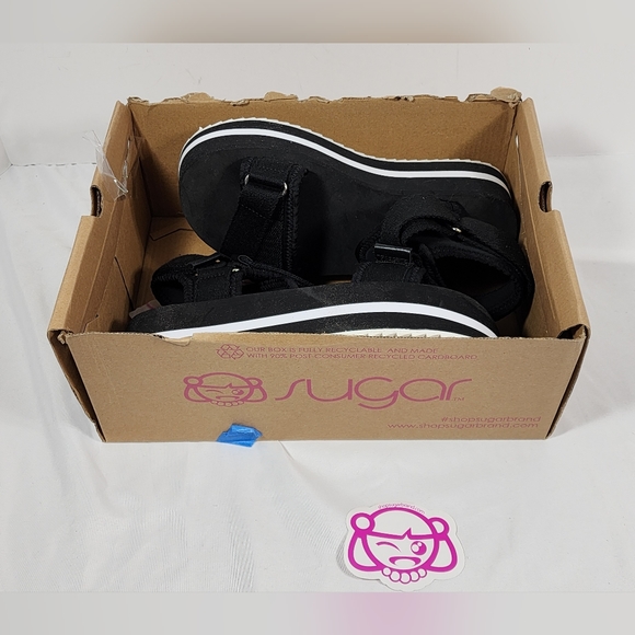 Sugar Women's Sandal Shoes JSF976 7.5 US 38 UK Hook And Loop Black NOB - Picture 9 of 11